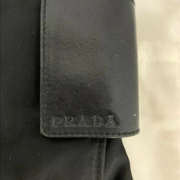 Vintage Prada Black Nylon Triangle Logo Tote Bag Authentic GUC - Picture 6 of 9